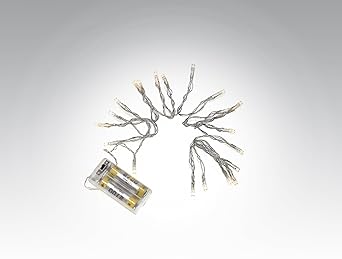 10er LED-Mini-Lichterkette, batteriebetrieben mit Schalter, leuchtet in einem warmen weiss