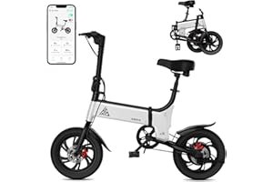 TS TST GRP LLC TST Electric Bike for Adults and Teens, 14" Folding Electric Bicycle, Up to 20 MPH and 30 Miles Long Range E Bike, Peak 750W Motor, Mini E Bikes with LED Screen & App Control