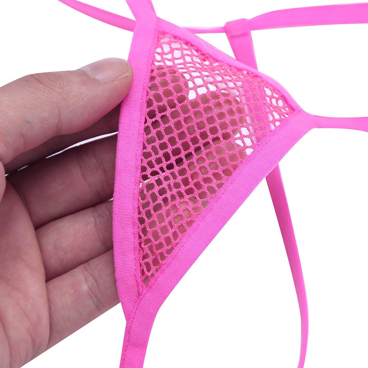 Freebily Women's Lingerie Fishnet Knickers G-string Bikini Micro Thong Underwear Rose One Size: Clothing
