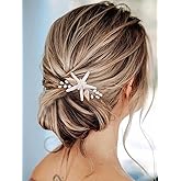 Gorais Starfish Beach Wedding Hair Clip Silver Pearl Bridal Hair Piece Conch Hair Decoration Hair Accessories for Bride and Flower Girls (Pack of 1)