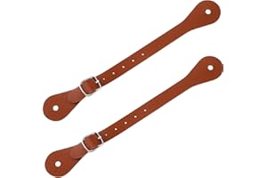 SAINTRYGO 2 Pcs Leather Spur Straps for Men Women Cowboy Thigh High Boot Single Ply Spurs with Adjustable Straps, 6 Holes, for Halloween Western Cowboy Costume Accessories Horse Riding