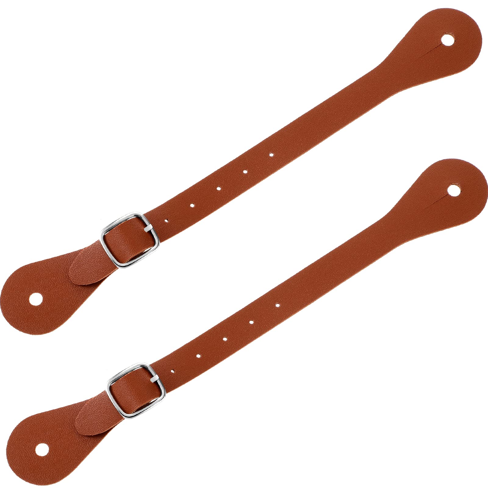 Photo 1 of 2 Pcs Leather Spur Straps Single Ply Spur Straps Western Man Woman Adjustable Boot Straps for Thigh High Boots 6 Holes Spur Straps Riding Leather Spur Straps 9.9 Inches (Brown)