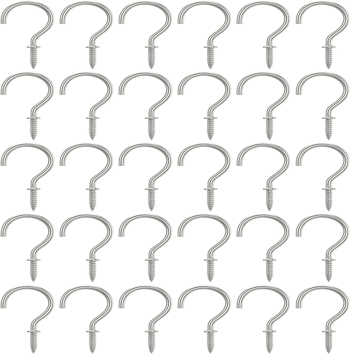 Outdoor Hanging Brackets - Hulless 120 Pcs 1 Inch Metal Cup Hooks Ceiling Screw Hooks for Attachment and Suspension, Silver