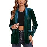 MINTLIMIT Women's Velvet Blazer Lightweight Long Sleeve Jacket Shawl Lapel Open Front Casual Blazers with Pockets