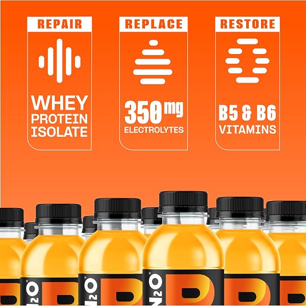 PROTEIN2O HYDRATION DRINK – 2-IN-1 LIQUID CLEAR WHEY PROTEIN ISOLATE AND ELECTROLYTE DRINK – 20G PROTEIN, VITAMINS B5, B6 – POST-WORKOUT RECOVERY – 16.9 FL OZ – 12 COUNT ORANGE MANGO