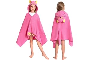 OLAOLA Cat Hooded Towel for Kids 3-12 Years, 28" x 53" Soft Thick Absorbent Beach Towels, Toddler Bath Towel Wrap, Swim Pool Towels Poncho for Boys Girls