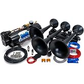 HornBlasters Flatlaw 3-Liter Train Horn Kit, All-In-One Air System - Easy Install - Big Sound