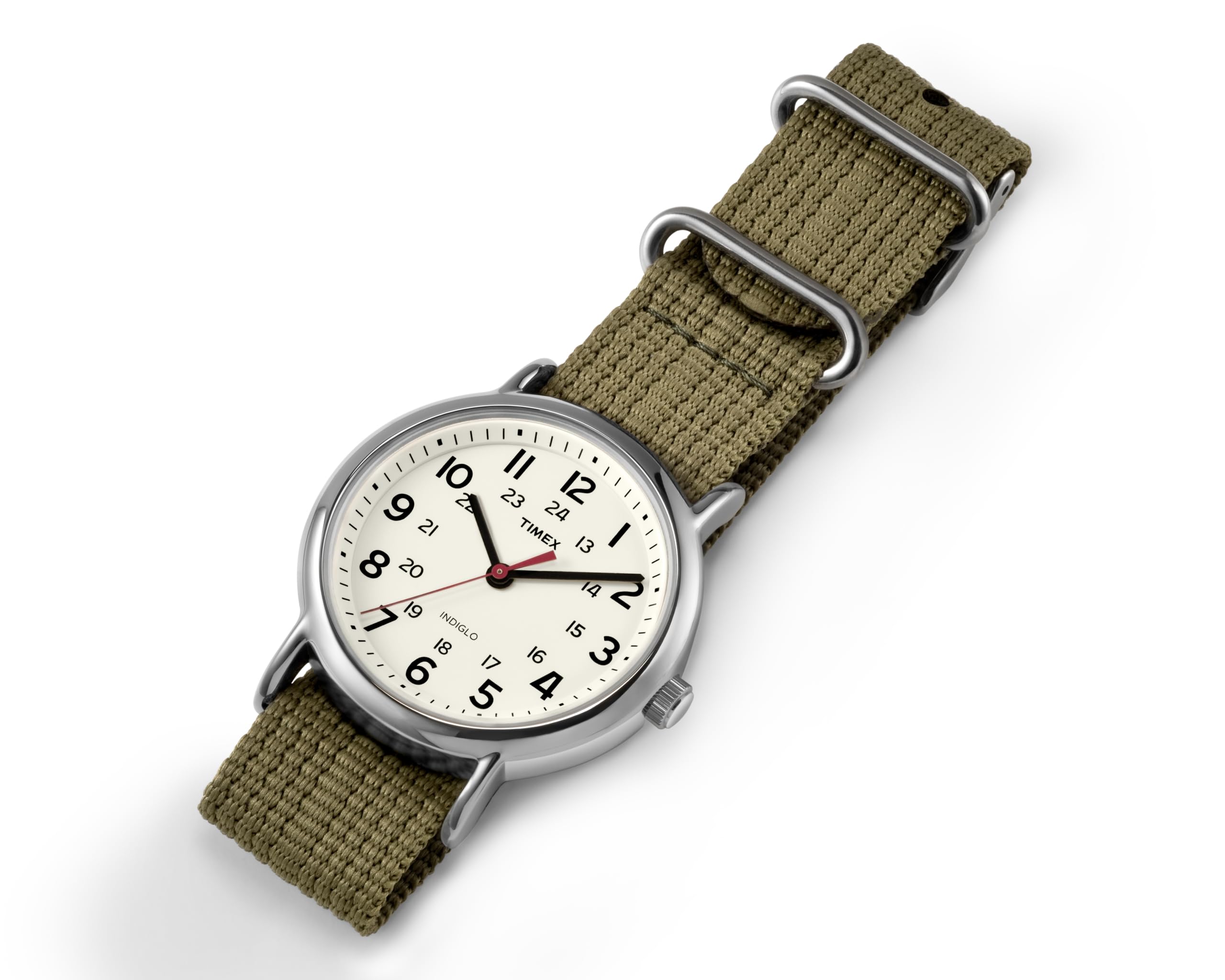 Timex Weekender 38mm Unisex Analog Watch | INDIGLO Backlight | Adjustable Durable Nylon Fabric Slip Through Strap | 24 Hour Time