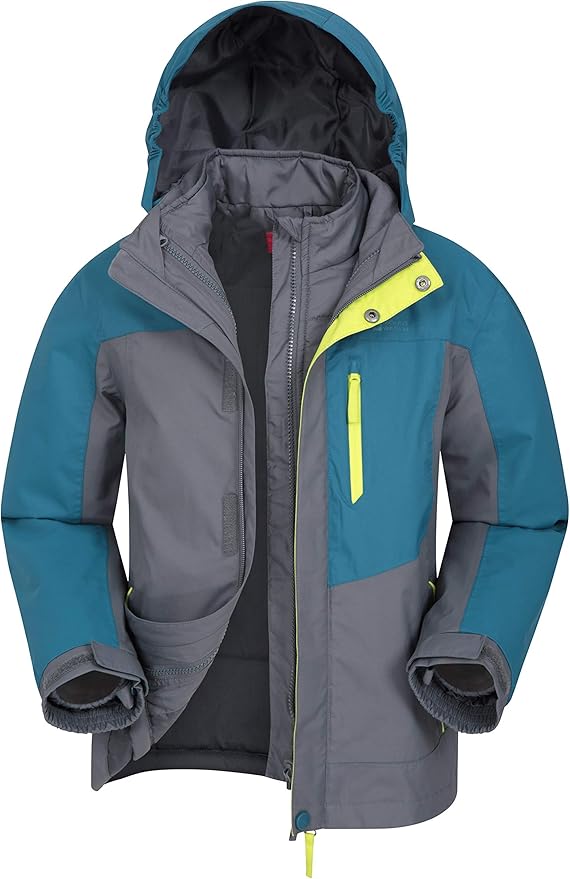 Mountain Warehouse Compass Youth 3 in 1 Rain Jacket Kids Winter Coat Petrol Blue 78 Years