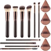 CHEMAILON 14Pcs Makeup Brush Set, Ultra Soft Dense Hair &amp; Triangle Puffs | Applies foundation, eyeshadow, blush, and contour with smooth, even coverage, for daily use, travel makeup application