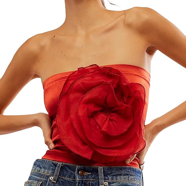 トップス UND 3D FLOWER SKIN TOP Women's 3D Flower Cami Top y2k Sleeveless Backless Spaghetti