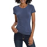 Urban CoCo Women's Short Sleeve Slim Fitted T-Shirts Basic Ribbed Casual Summer Tops