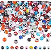 OLYCRAFT 500pcs 10 Colors Evil Eye Beads 4mm Handmade Lampwork Glass Beads Evil Eye Lose Bead Round Evileyes Spacer Bead for Bracelets Necklace Ring DIY Jewelry Craft Making