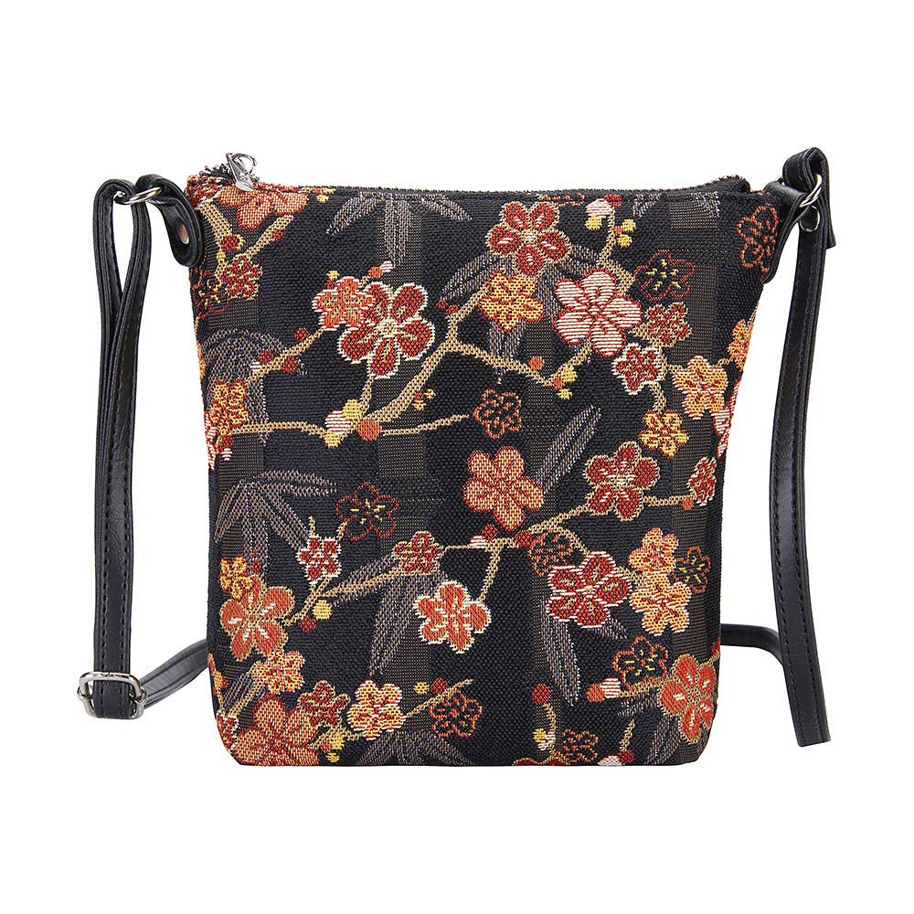 Signare Tapestry Small Crossbody Bag Sling Bag for Women with Vintage Designs (Ume Sakura)