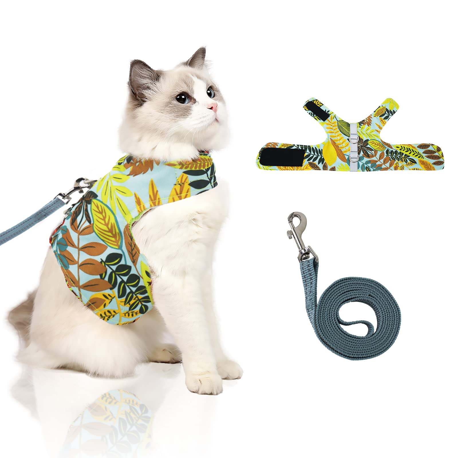 HiPet Cat Harness and Leash for Walking Escape Proof Air Mesh Fabric Holster Outdoor Walking Vest with Reflective Strips for Cute Cats and Small Dogs (Fluorescent green, S)
