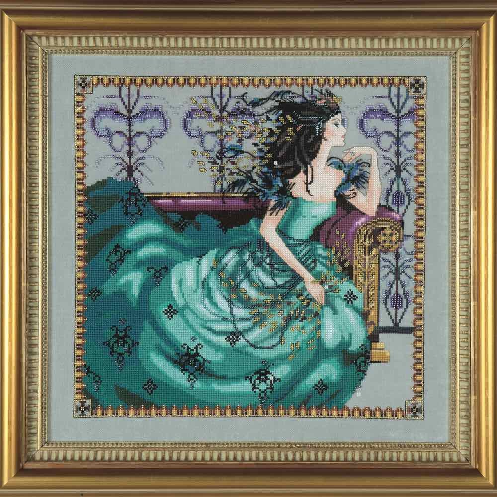 MirabiliaMirabilia Cassiopeia Linen Kit Beaded Counted Cross Stitch by Nora Corbett Designs MD131 (Bundle: Chart, Fabric, Beads, Kreinik Braid, Silk Floss)
