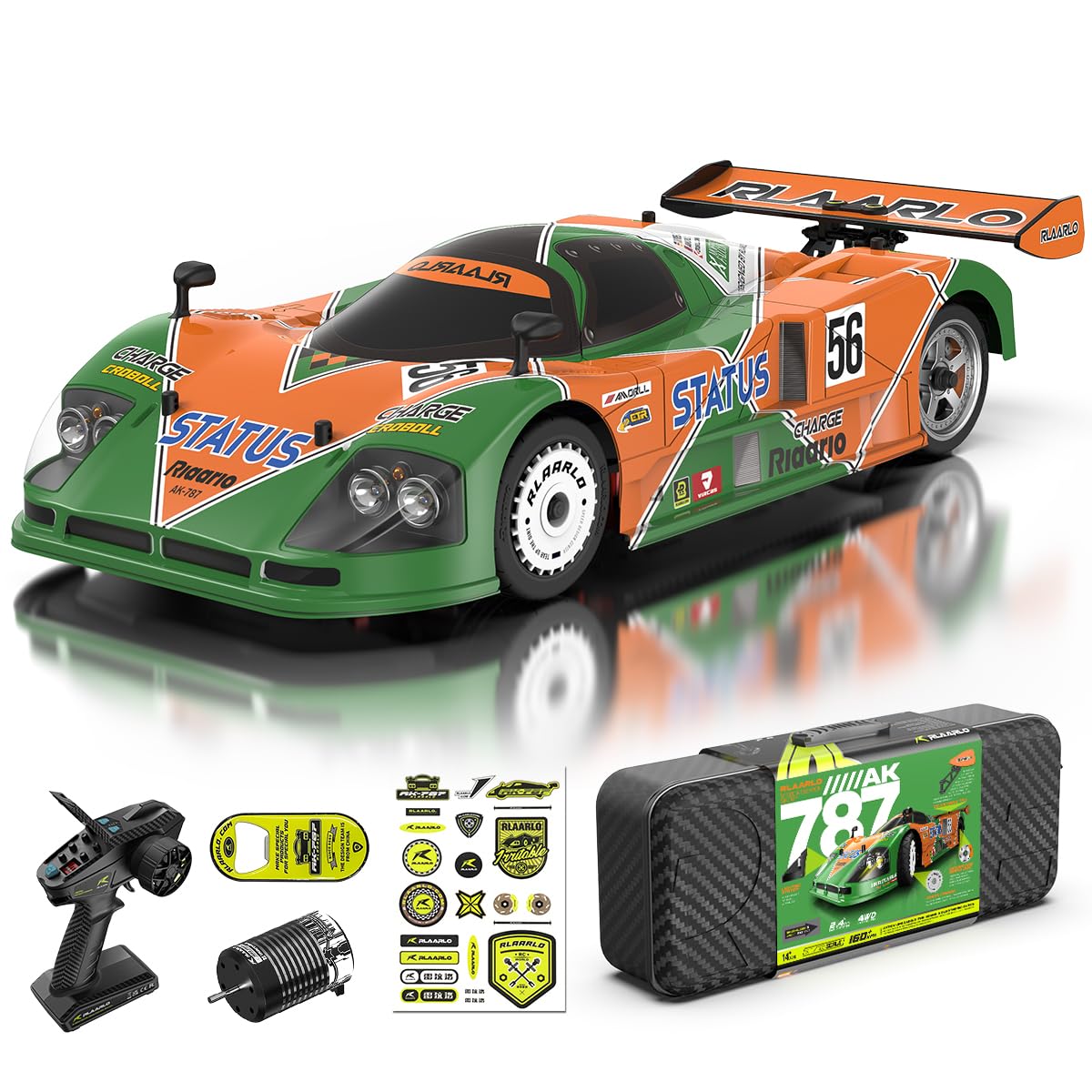 Photo 1 of AMORIL 1/10 AK-787 Large Brushless High Speed RC Cars for Adults Fast 120 MPH,Hobby Remote Control Car with Carbon Fiber Chassis,CNC Split Driveshaft,Aluminum Wheel,500FT Range,Green