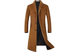 ELETOP Men's Trench Coat Long Wool Jacket Winter Overcoat Pea Coat