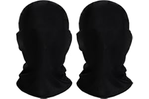 Miayon 2 Pieces Zentai Full Face Mask Spandex Hood Skin Mask Elastic Breathable Mask for Halloween Cosplay Costumes for Unisex (Black)