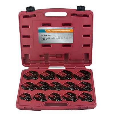 Neiko 03326A 1/2" Drive Metric Crowfoot Wrench Set, Jumbo Size, CR-MO, 27-50mm, 14-Piece Set