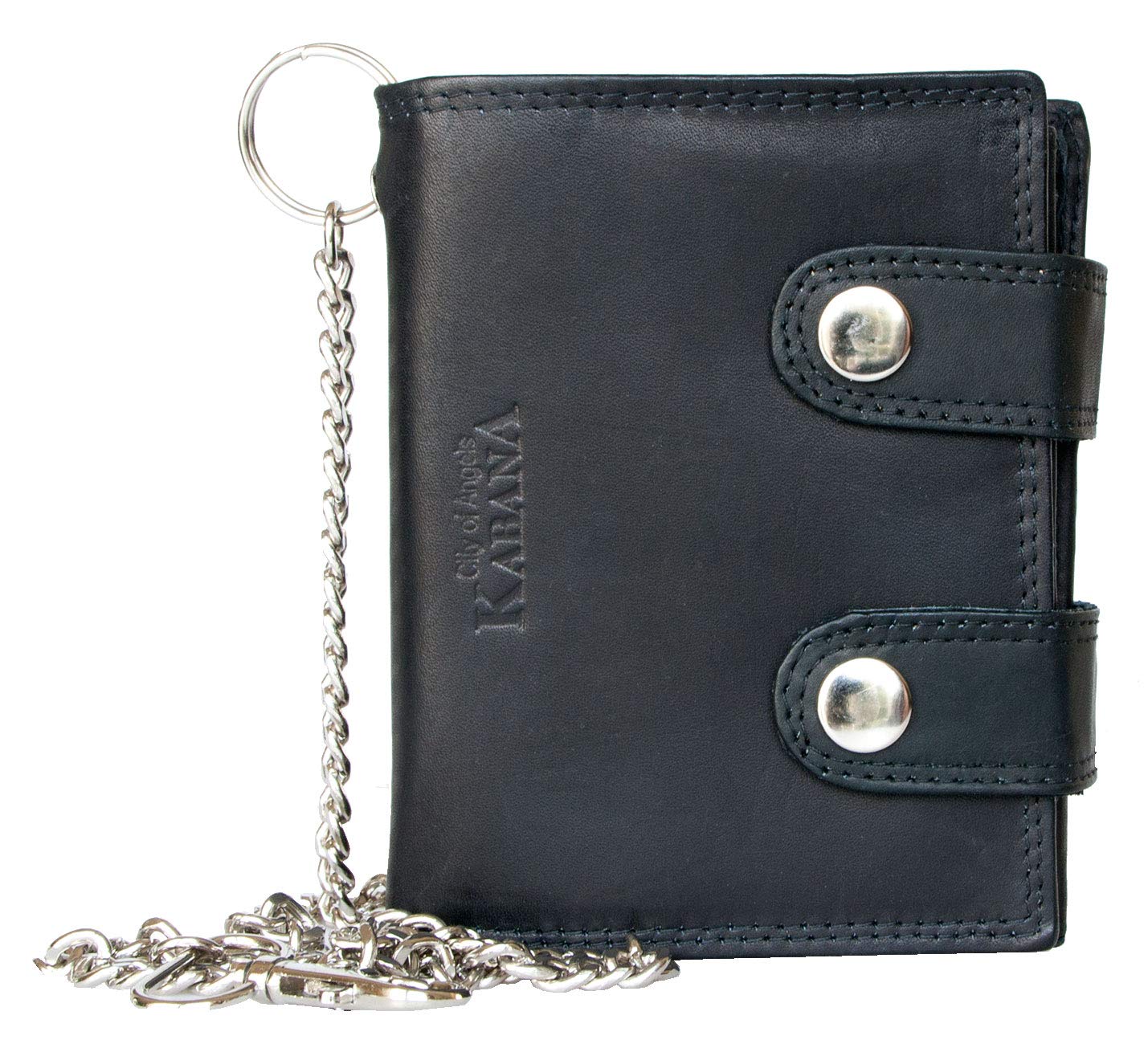 Men's RFID Biker's Wallet with 45 cm Long Metal Chain to Hang Whole Made of Genuine Leather