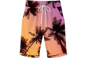 yardsong Hawaiian Shorts for Women Drawstring Elastic Waist Bermuda Shorts Tropical Print Casual Loose Shorts with Pockets