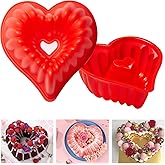 OMDBAGD 2 Pack Heart Silicone Cake Molds for Baking ,Nonstick Silicone Red Heart Shaped Fluted Cake Pan for Cheesecake Chocolate Cake Baking Kitchen Accessories for Wedding Party