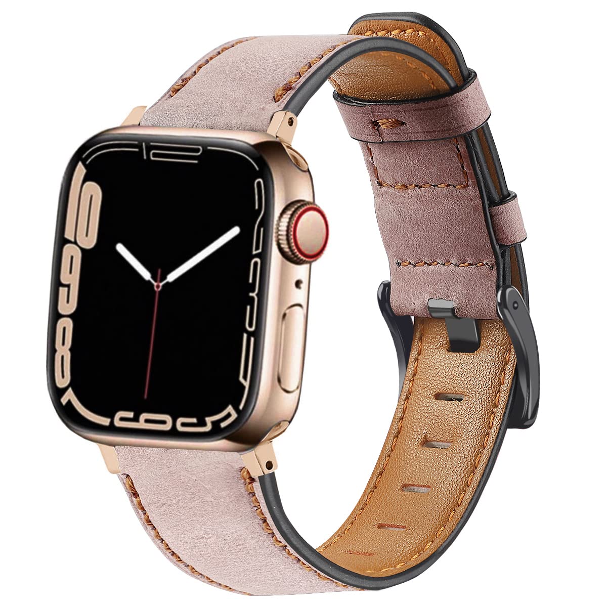 DEALELE Strap Compatible with iWatch 38mm 40mm 41mm, Soft Retro Leather Replacement Bands for Apple Watch Series 8 / 7 / 6 / 5 / 4 / 3 / SE Women Men, Pink โ image 1