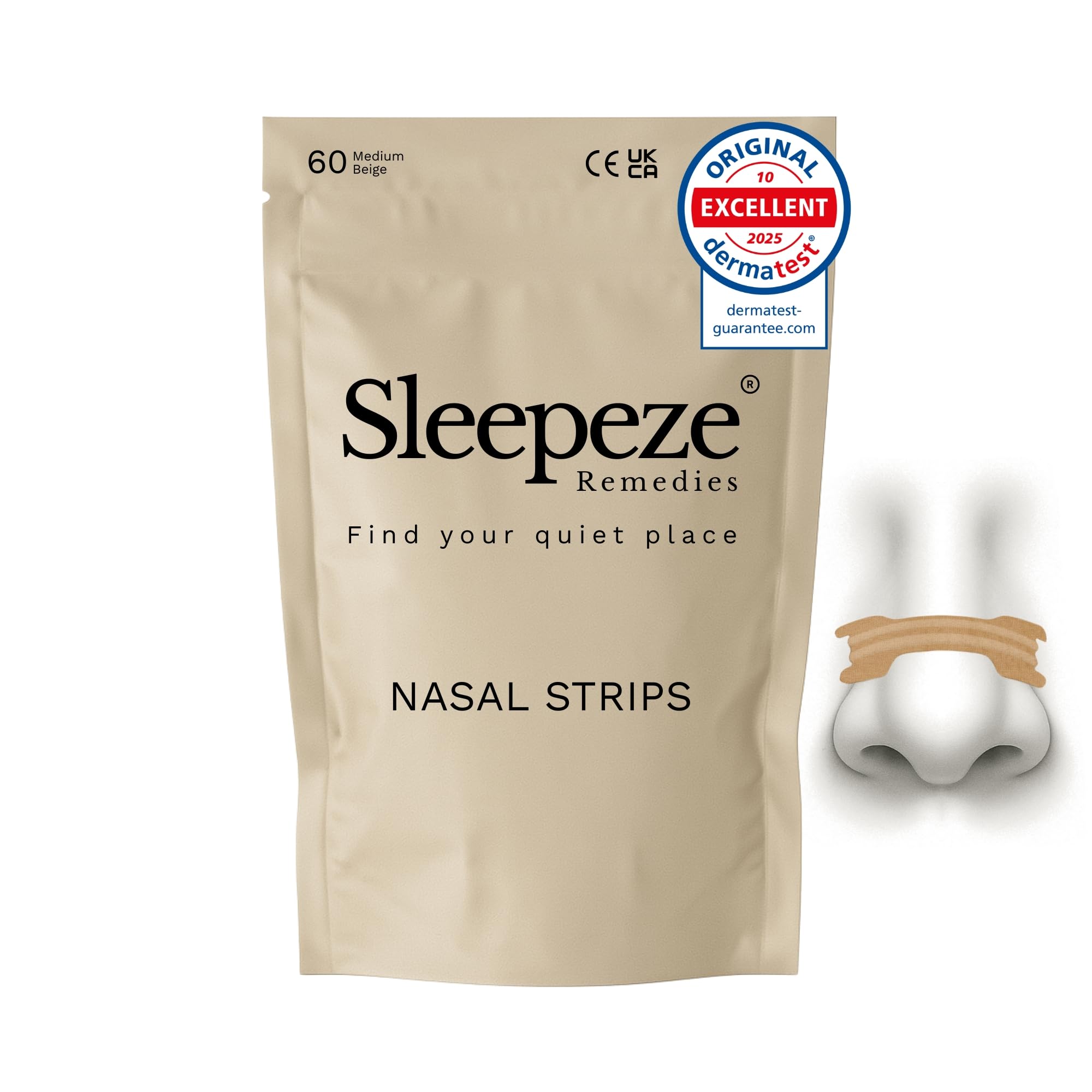 Nasal Strips Medium (x 60 Pack) Nose Strip to Stop Snoring, Snoring Strips to Help You Breathe Through Your Nose, Anti Snore Nasal Strips for Snoring by Sleepeze Remedies (Medium x60)