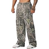 Piuntersite Men's Camo Sweatpants Loose Fit Joggers Quick-Dry Hunting Hiking Workout Athletic Pants Waist Pockets