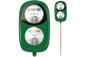 DAQVQ 2-in-1 Soil Moisture Meter, Soil PH Meter, Large Dual-Screen Soil PH Tester & Moisture Meter for Plants Indoor&Outdoor Garden,Lawn,Farm Soil Test Kit-No Battery Needed-Avocadogreen