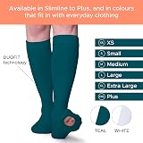 FITLEGS Open-Toe Compression Stocking 18mmHg Below Knee Extra Large Teal view 6