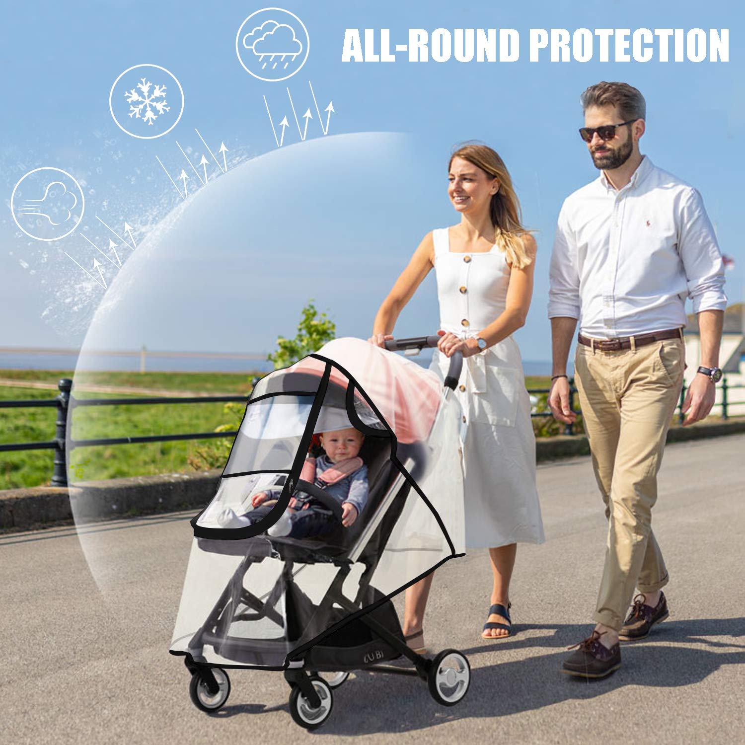Stroller Rain Cover, Universal Stroller Accessory, Waterproof, Windproof Protection, Protect from Dust Snow, Baby Travel Weather Shield : Baby