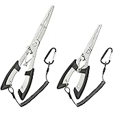 HAMMER IRON ALLEY 2PCS Stainless Steel Fishing Pliers with Lanyard, HIA Needle Nose Pliers Fishing Hook Remover, Great for Saltwater and Freshwater