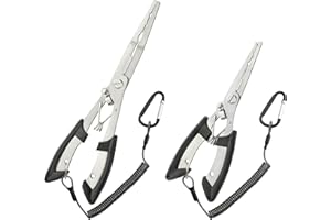 HAMMER IRON ALLEY 2PCS Stainless Steel Fishing Pliers with Lanyard, HIA Needle Nose Pliers Fishing Hook Remover, Great for Saltwater and Freshwater