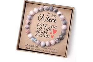 THEMEROL Christmas Gifts for Daughter/Granddaughter/Niece-Love/Protection-Natural Crystal Bracelet with Meaning-Handmade Gifts