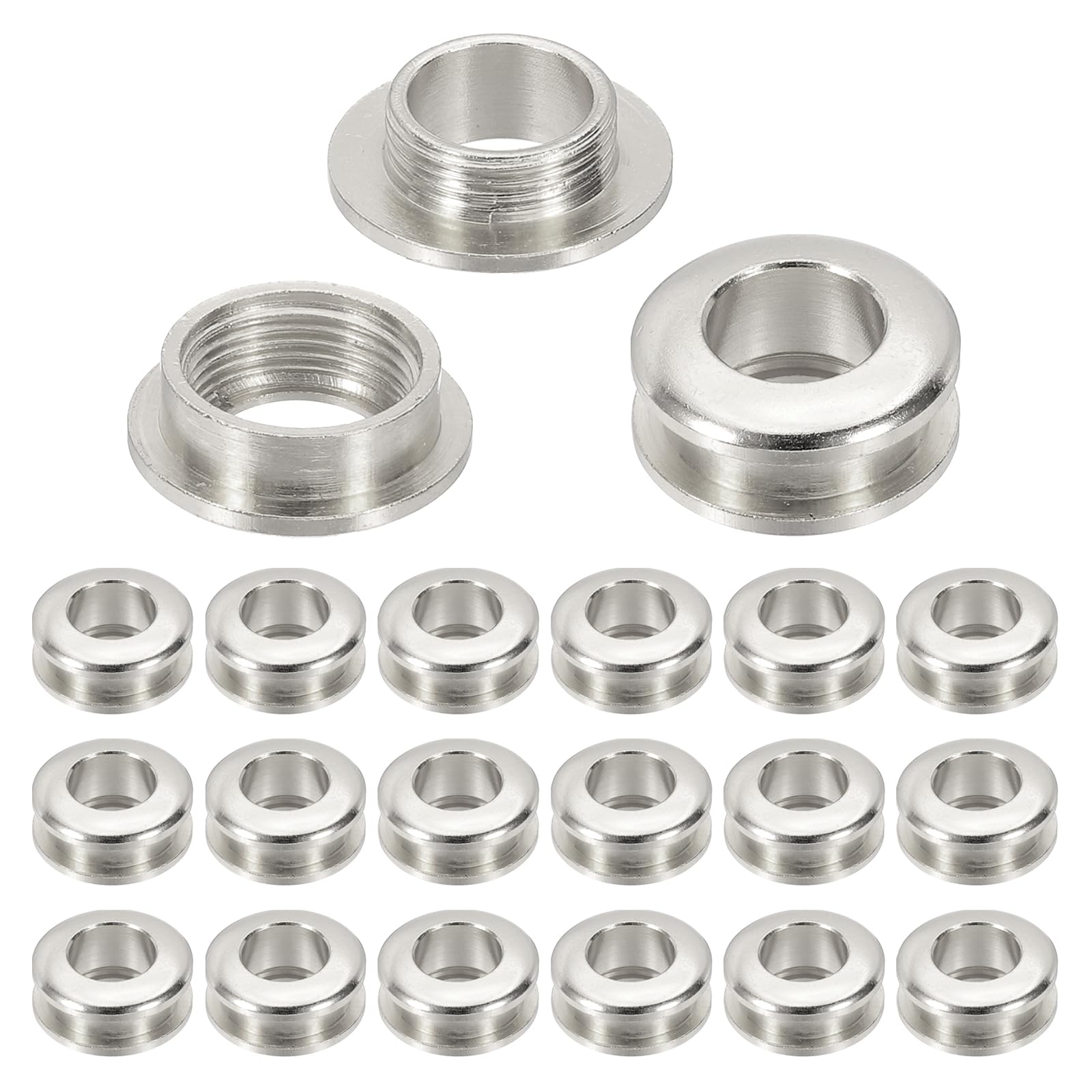 PATIKIL 8mm(1/3 inch) Solid Brass Hole Eyelets, 20 Pcs Arc Surface Self Backing Grommets with Washer for Shoes Clothes Crafts Bag Leather Craft, Imitation Silver
