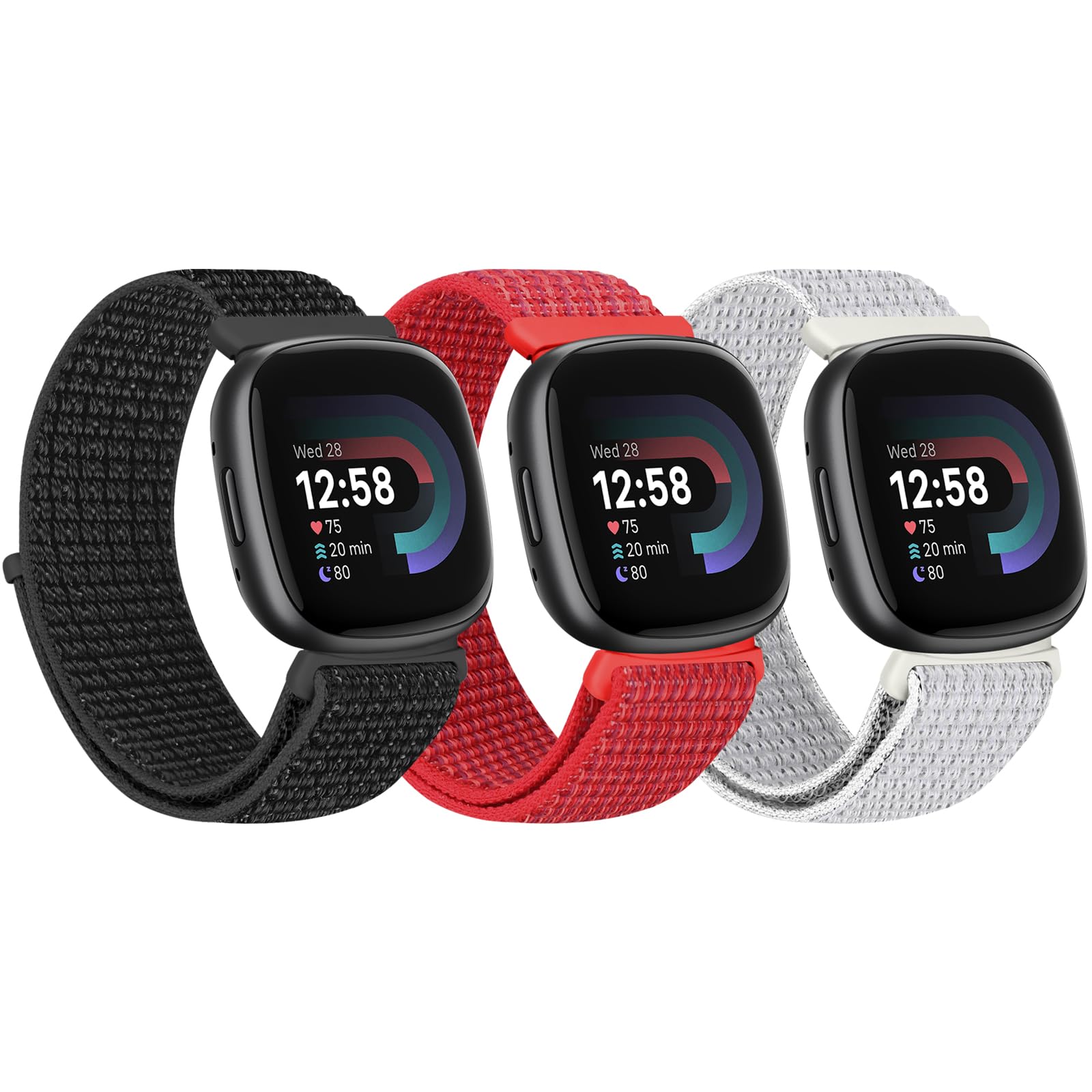 Tiptops Nylon Straps Compatible with Fitbit Sense 2/Fitbit Sense/Fitbit Versa 4/Fitbit Versa 3 Bands Women Men, Soft Nylon Adjustable Breathable Strap Solo Loop Replacement Wristband — image 1