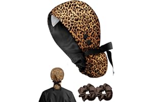 Plifal 100% Cotton Satin Lined Scrub Cap with Buttons - Surgical Cap with Sweatband for Women Nurse, Adjustable Working Hat