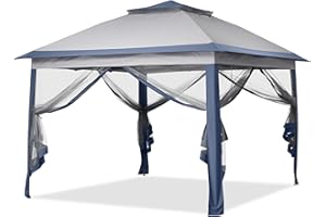 GDY 11x11 Pop Up Gazebo, Canopy Tent, Outdoor Tent with Netting, Patio for Backyard & Patio Furniture - Carpa Pop Up with Bag, Blue.