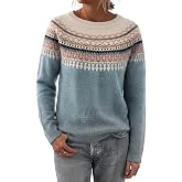 ONLYSTORY Womens Fair Isle Sweaters Fall Winter Trendy Vintage Sweater Seniors Crewneck Knit Wool Pullover Tops 2026