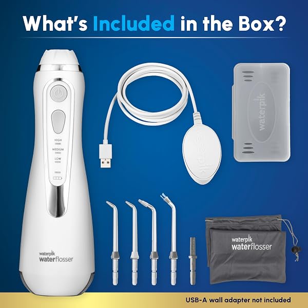 WATERPIK CORDLESS ADVANCED 2.0 WATER FLOSSER FOR TEETH, GUMS, BRACES, DENTAL CARE WITH TRAVEL BAG AND 4 TIPS, ADA ACCEPTED, RECHARGEABLE, PORTABLE, AND WATERPROOF, WHITE WP-580, PACKAGING MAY VARY