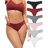 LEVAO G String Thongs for Women Cotton Panties Sexy Lace T-back Comfy Underwear Multipack S-XL