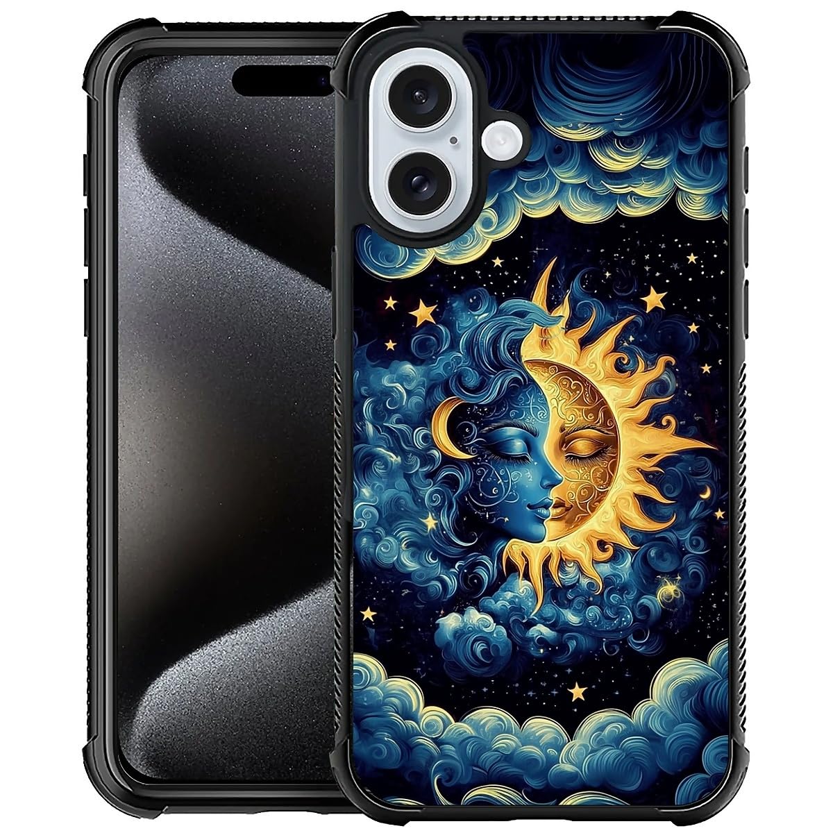 Deaorew for iPhone 16 Plus Case | Classic Slim Cover Design | Starry Sky Sun Moon Clouds Stars