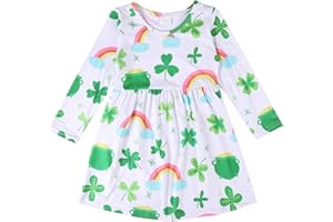 YUROMOON Toddler Girls Dress Love Hearts Print Dresses Flutter Sleeve Clothes 3-8Y