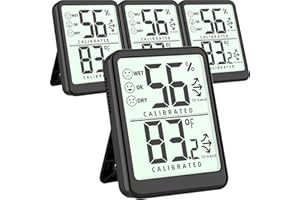 Azosowo 4-Pack Room Thermometer Indoor Hygrometer, Small Digital Temperature and Humidity Monitor Sensor, Temperature Humidity Gauge Meter for Home Baby Room, Plants, Pets - AAA Battery Included
