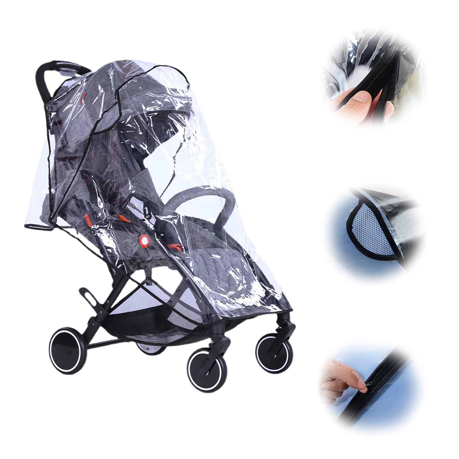 KARELLS Universal Rain Cover for Pushchairs, Waterproof, Transparent/Green, EVA Material, 75x55x80cm