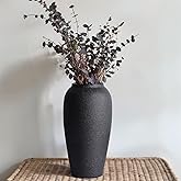 Rustic Ceramic Vase – 13.8" Large Black Ceramic Vase for Home Decor, Modern Terracotta Floor Vase for Living Room, Entryway, Kitchen, Black Vases for Centerpieces, Housewarming Gifts