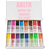 ARLTR Washable Markers Bulk, Bulk Pack of 320 in 16 Vibrant Colors with Super Tip - Perfect for Kids' Classrooms & Teachers