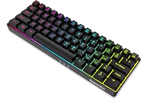 Snpurdiri 60% Gaming Keyboard,RGB Compact Small Wired Office Membrane Keyboard for Windows Laptop PC Mac - Black